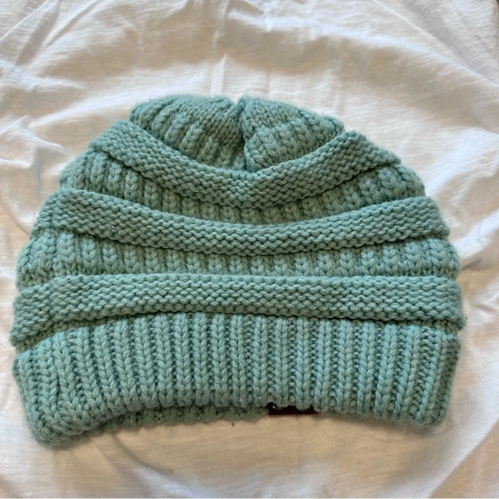 Classic CC Beanie Sage HAT20A teal winter warmth boho acrylic woven chunky knit